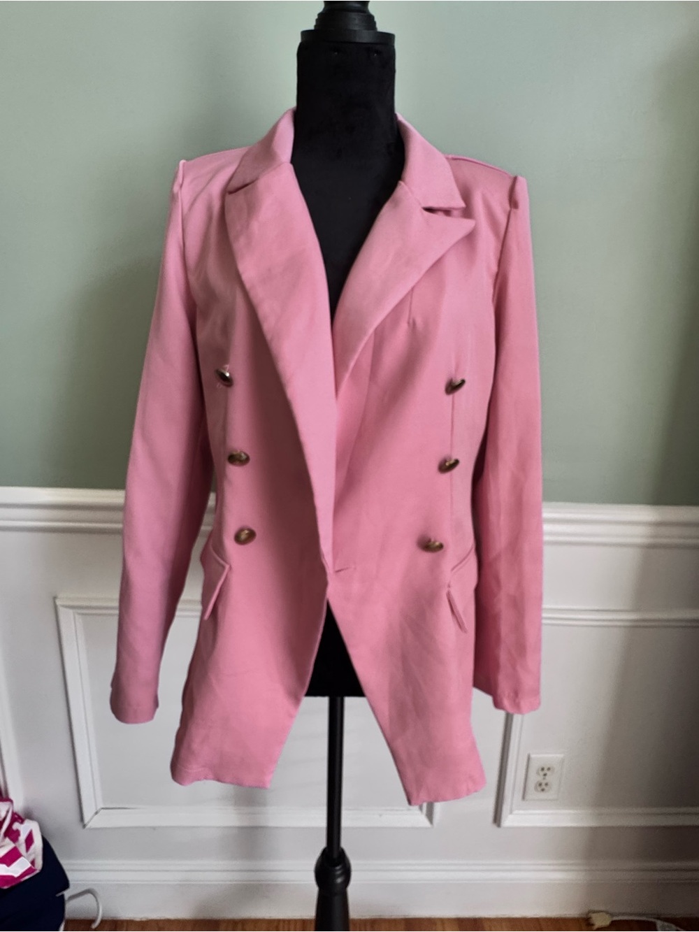 Women's Pink Double-Breasted Blazer Jacket